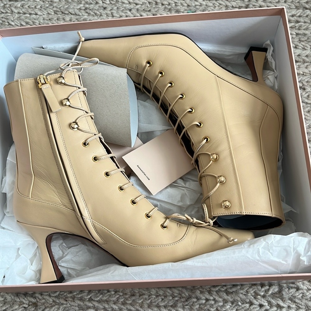 Manu Atelier Lace-Up Ankle Booties